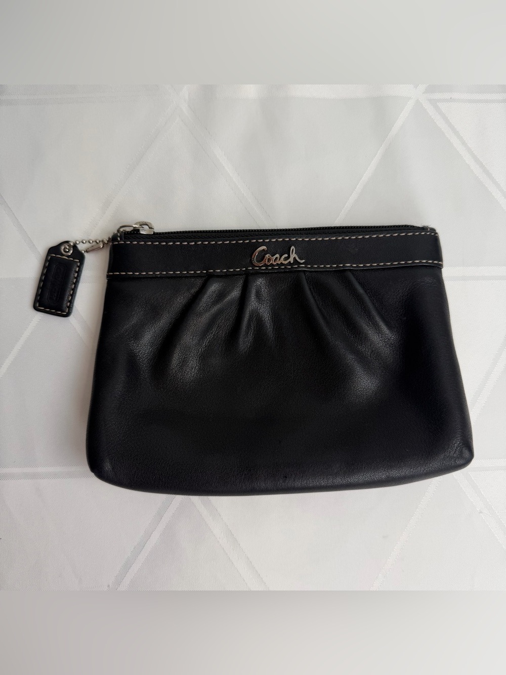 VINTAGE COACH F43431 BLACK PLEATED LEATHER BAG POUCH COIN PURSE
